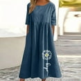 thumbnail image 1 of Awdenio Women's Casual Dresses, Women's Spring and Summer Round Neck Printed Cotton and Linen Casual Short Sleeved Dress, 1 of 5
