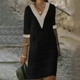 thumbnail image 1 of Awdenio Women's Cocktail Dresses, Fashion Women Summer Casual V-Neck Solid Color Short Sleeve Dress, 1 of 5