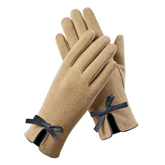 Awdenio Women's Cold Weather Gloves, Rong Warm Gloves with Velvet for and Winter Women's Bow Outdoor Cycling and Driving Gloves