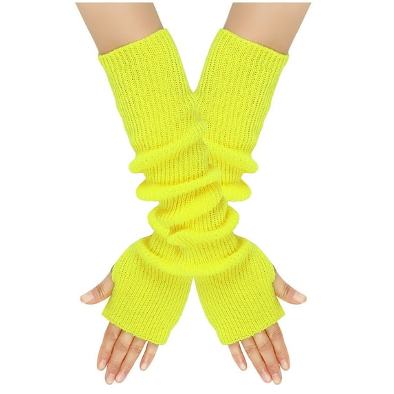 Awdenio Women's Cold Weather Gloves, Women Winter Wrist Arm Warmer Solid Knitted Long Fingerless Gloves Mitten