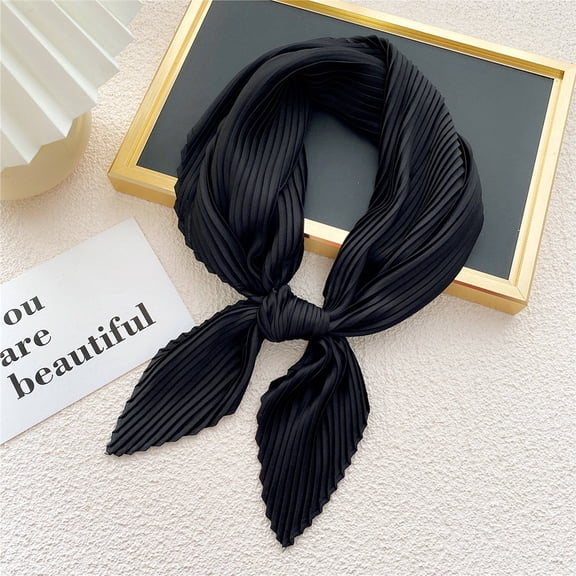 Awdenio Women's Cold Weather Scarves & Wraps, Pleated Solid Color Small Scarf Female Plain Four Seasons Light Paragraph Silk Scarf Spring Scarf Decorative Scarf Neck