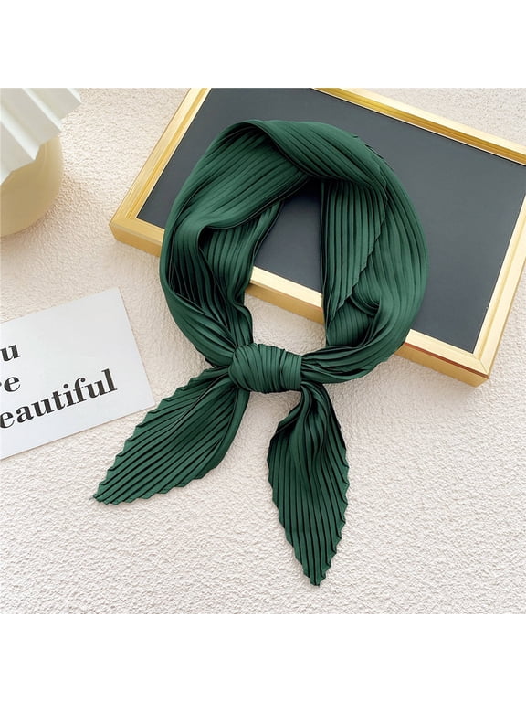Women's Cold Weather Scarves & Wraps, Pleated Solid Color Small Scarf Female Plain Four Seasons Light Paragraph Silk Scarf Spring Scarf Decorative Scarf Neck