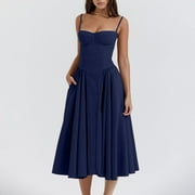 Awdenio Women's Dresses Clearance Sale, Women's Summer New Color Stylish Sleeveless Strap Dress