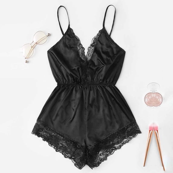 Awdenio Women's Exotic Sets, Ladies Cool Girl Lace Solid Sedin Seductive Cute Sling Jumpsuit Suit
