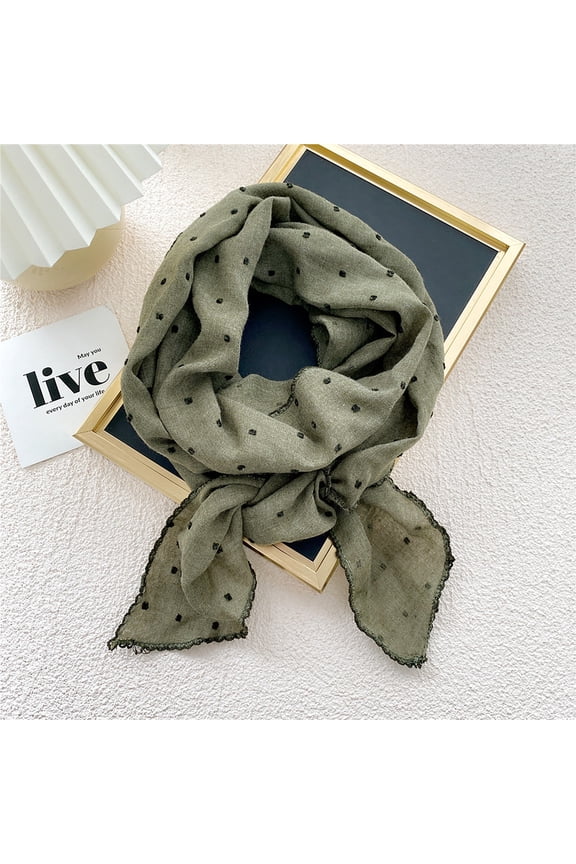 Women's Fashion Scarves, Half-circle Cotton and Linen Scarf Silk Scarf Ladies Fashion Versatile Neckerchief Head Scarf Bag with Decorative Scarf