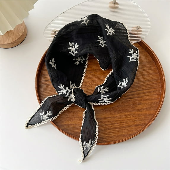 Awdenio Women's Fashion Scarves, Women's Cotton Linen Lace Scarf Outer Silk Scarf Neck Scarf Decorative Lace Sunscreen Headscarf