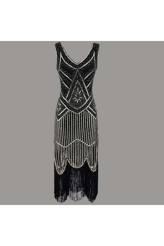 Women's Formal Dresses On , Plus Size Vintage 1920s Flapper Tassel Great Evening Party Cocktail Dress