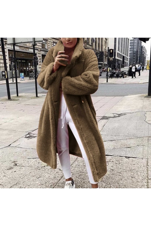 Women's Fur & Faux-Fur Jackets & Coats, Women Winter Warm Coats Faux Coat Warm Jacket Long Sleeve Outerwear Valentine's Day Gifts