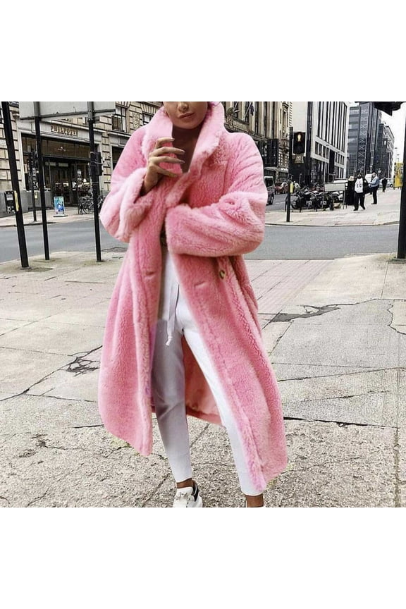 Women's Fur & Faux-Fur Jackets & Coats, Women Winter Warm Coats Faux Coat Warm Jacket Long Sleeve Outerwear Valentine's Day Gifts