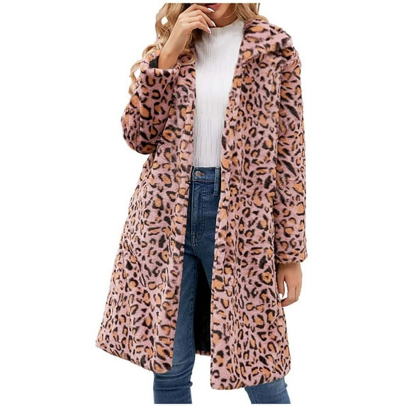 Awdenio Women's Fur & Faux Fur Jackets & Coats, Womens Ladies Warm Faux Furry Long Coat Jacket Winter Solid Turn Down Collar Outerwear