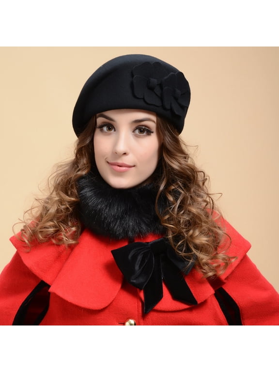 Women's Hats & Caps Fire , Wool Elegant Women Beret Beanie Warm Pillbox Hat Tam Cap
