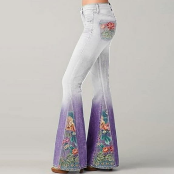 Awdenio Women's Jeans , Fashion Women's High Waist Loose Pocket Lace-Up Flared Pants Stretch Cow Jeans Pants On