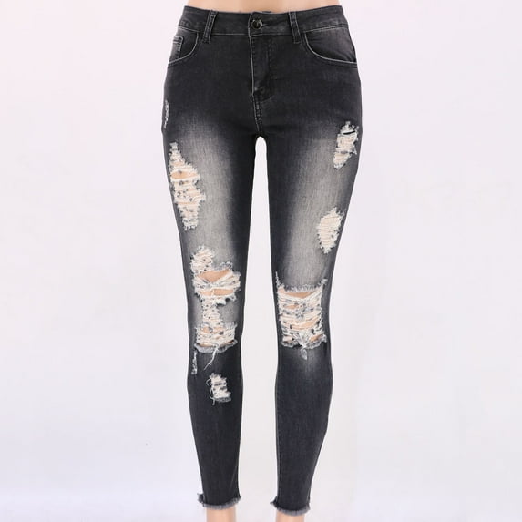 Awdenio Women's Jeans , Women Casual Jeans with Nine Split Holes Pockets Trousers On
