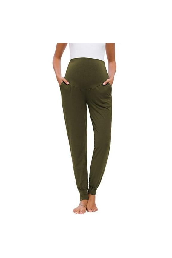 Awdenio Women's Maternity Jeans Pants Solid Color Casual Pants Stretchy Comfortable Lounge Pants