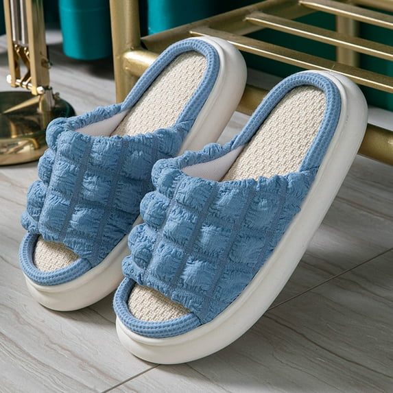 Awdenio Women's & Men's Sandals, Men's and Women's Couple Shoes Flat Plush Non-slip Home Shoes Linen Comfortable Slippers