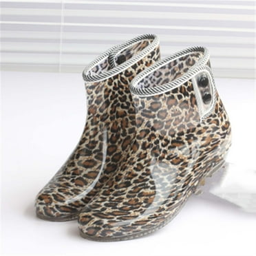 Awdenio Women's Mid-Calf Boots , Buckle Side Zipper High-heeled Transparent Mid-tube Wedge Heel Women Rain