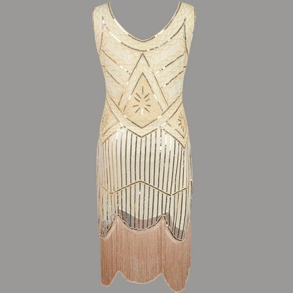 Awdenio Women's Novelty Dresses , Plus Size Vintage 1920s Flapper Tassel Great Evening Party Cocktail Dress