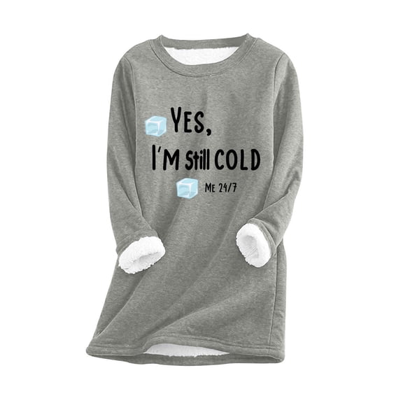 Awdenio Women's Round Neck Thickened Plush Warm Long Sleeve Tops, Size S-5XL