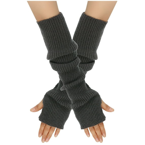 Awdenio Women's Skiing & Snowboarding Gloves, Women Winter Wrist Arm Warmer Solid Knitted Long Fingerless Gloves Mitten
