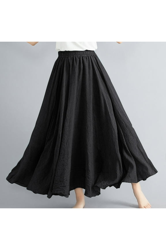 Women's Skirts Boho Flowy A Line Skirts High Waisted Pleated Long Beach Dress