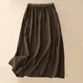 thumbnail image 1 of Awdenio Women's Skirts Linen Skirts for Women Spring Summer A Line Flowy Casual Drawstring High Waist Button Down Midi Skirts with Slit, 1 of 9