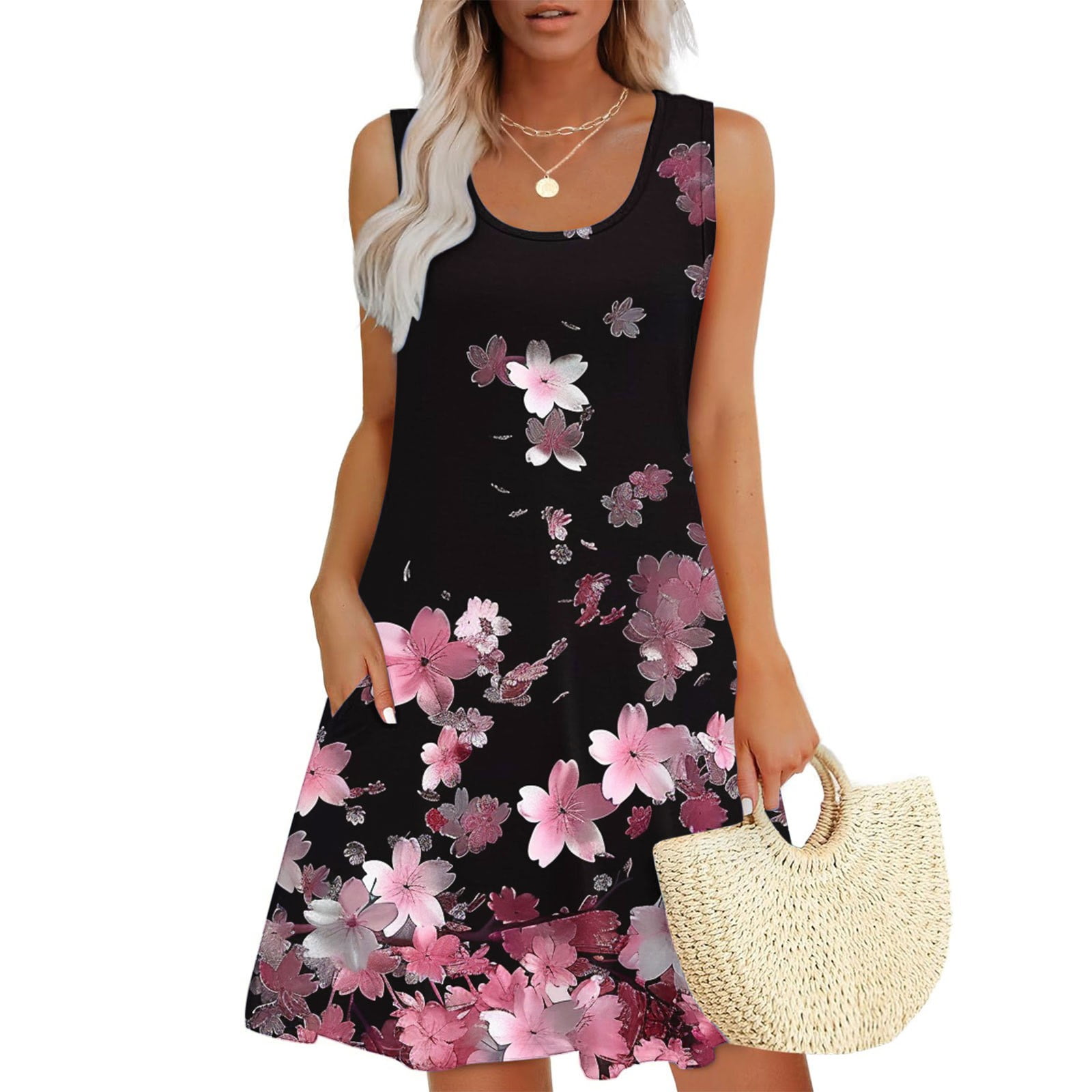 Awdenio Women's Summer Dresses 2025 Beach Casual Sleeveless Vneck