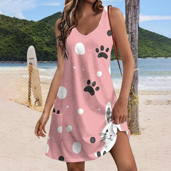 Awdenio Women's Summer Fashion Casual Solid Color Sleeveless Cotton Linen Long Dress Summer V Neck Tank Top Romper Sleeveless Loose Casual Shorts Jumpsuit Overalls with Pockets Clothes
