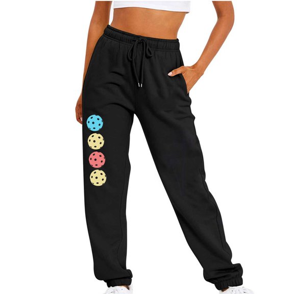 Awdenio Women's Sweatpants Clearance Pickleball Printed Fall Winter Fitness Sport Relaxed Loose Elastic Waist Drawstring Joggers