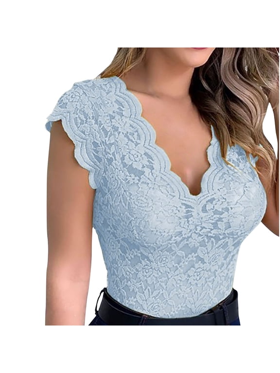 Women's Tanks & Camis, Women's Stylish Slim Solid Lace V-Neck Sleeveless Top