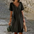 thumbnail image 1 of Awdenio Women's Wear to Work Dresses, Fashion Women Summer Casual V-Neck Solid Color Short Sleeve Dress, 1 of 5