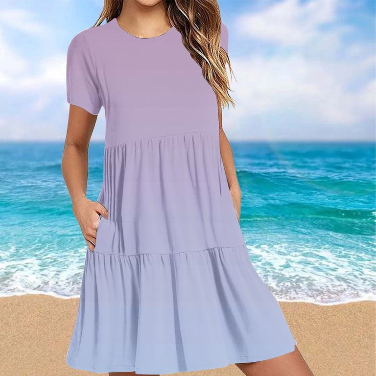 knee length dresses for ladies Zapaka Women Pleated Work Dress with Short Sleeves Ivory Business Casual Dress, Burgundy / US12 main image 0