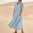 thumbnail image 1 of Awdenio Women's Wear to Work Dresses, Women's Summer Solid Color Casual Sleeveless Round Neck Pocket Dress Beach Casual Maxi Sundress, 1 of 6