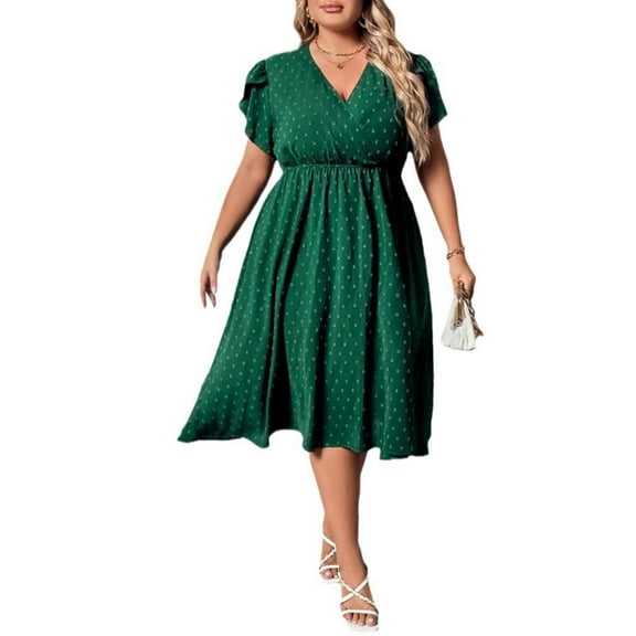 Awdenio Womens Dresses Summer Casual Dresses Short Sleeve V-Neck Tshirt Dress Flowy Babydoll Dress,Size XL