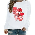 thumbnail image 1 of Awdenio Womens Fashion Sweatshirts Ladies Casual Valentine's Day Heart Print Round Neck Casual Blouse Tops, 1 of 3