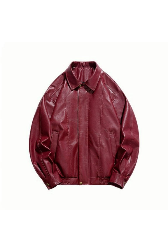 Womens Oversized Leather Jackets Mens Faux Leather Jacket 90s Vintage Biker Racing Moto Jackets,Size 2XL