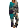 thumbnail image 1 of Awdenio Womens Pajamas Printing Round Neck Short Sleeve Sleepshirt And Pants Sets Loungewear Pajamas With Pockets, 1 of 6