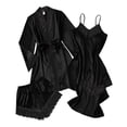 thumbnail image 1 of Awdenio Womens Pajamas Set 4 Pcs Silk Pajamas Robes Set Pjs Cami Satin Sleepwear Lace Loungewear, 1 of 7