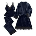 thumbnail image 1 of Awdenio Pajamas for Women Set 3 Pcs Silk Pajamas Robes Set Pjs Cami Pant Satin Sleepwear Lace Loungewear, 1 of 5