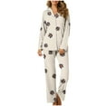 thumbnail image 1 of Awdenio Womens Pajamas Sets , Homewear Clothes Winter Elastic Waist Pants with Long Sleeves Pajama Suit Christmas Deals, 1 of 7