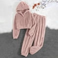 thumbnail image 1 of Awdenio Womens Pajamas Sets , Women' S Pajamas Set Fleece Pants Loose Hooded Plush Sleepwear 2 Piece Pjs Set Warm Loungewear, 1 of 4