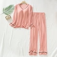 thumbnail image 1 of Awdenio Womens Pajamas Sets , Women's Casual Long Sleeve Tops With Pad Trousers Soft Homewear Sleepwear Suits, 1 of 8