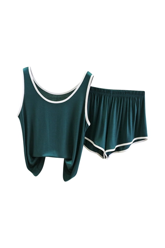 Awdenio Womens Pajamas Summer Short Sleeve Shorts Suit Home Clothes Two-piece Set