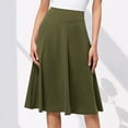 thumbnail image 1 of Awdenio Womens Plaid Wool Skirts Elastic Waist A-Line Pleated Mid Length Version Knit Flared Skirt, 1 of 4