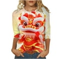 thumbnail image 1 of Awdenio Womens Plus Size New Years Eve Outfits 3/4 Sleeve Round Neck New Year Printed Graphic Oversize Tops, 1 of 5