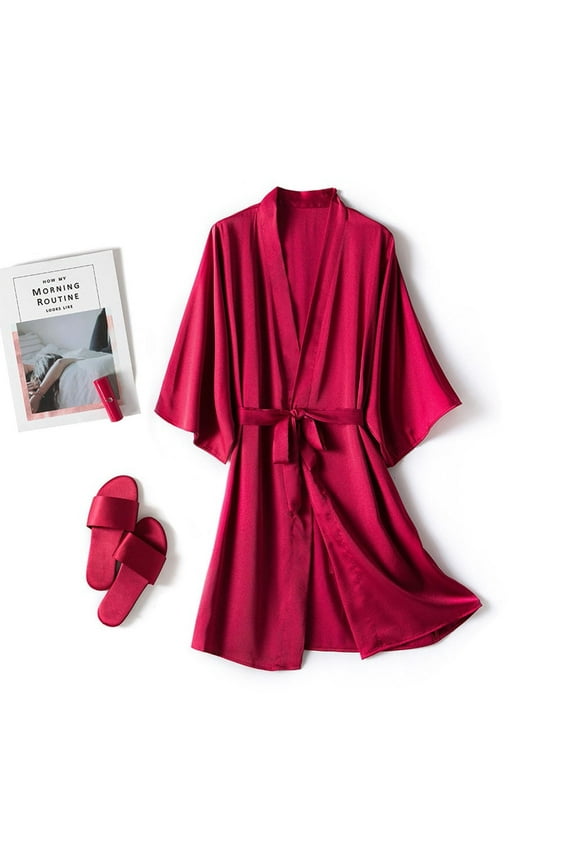 Womens Robe, Silky Satin Robe Wedding Bridal Party Bride Bridesmaid Robes Kimono Loungewear Dressing Gowns