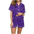 thumbnail image 2 of Ekouaer Women's Satin Pajamas Set - Button Down Short Sleeve & Shorts With Ruffle Details 2 of 14