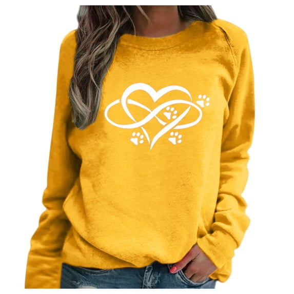 Awdenio Womens Spring Plus Size Tops Ladies Casual Footprints Printing Raglan Long Sleeve Shirts Blouse Tops