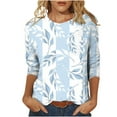 thumbnail image 1 of Awdenio Womens Spring Shirts Ladies Fashion Printed Loose T-shirt 3/4 Sleeves Blouse Round Neck Casual Tops, 1 of 5
