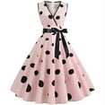 thumbnail image 1 of Awdenio Womens Summer Dresses Polka Dots Sleeveless Wrap V Neck Ruffle Hem Belted A Line Midi Dress, 1 of 6
