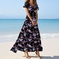 thumbnail image 1 of Awdenio Womens Summer Wrap V Neck Casual Dresses Floral Short Sleeve A-Line Midi Sundress, 1 of 4